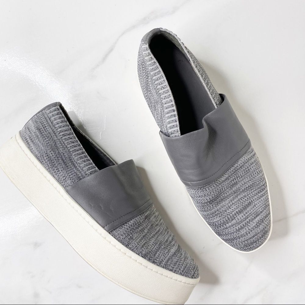 Vince Women's Gray Knit Sneakers with White Sole